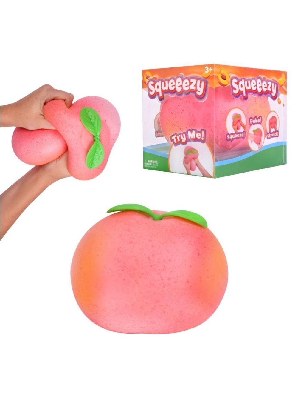 Sunny Days Squeeezy PEACH Squishy Stress Ball, Calming, Sensory Fidget Toy